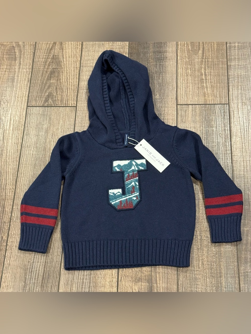 Janie and Jack Navy Blue Hooded Pullover Sweater 18-24 Months NWT 100% Cotton